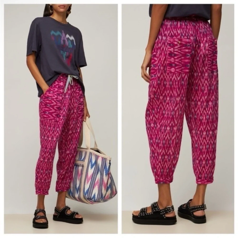 Isabel Marant Lagen Fuchsia Ikat Print Cotton Pant EU 36 US 4 Small